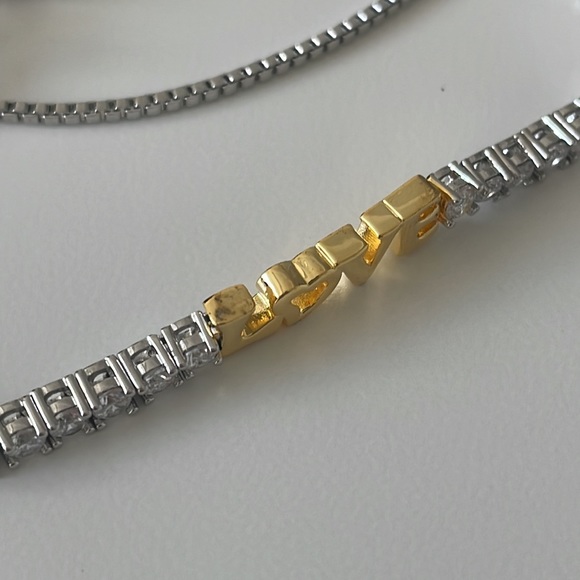 Macys Love Adjustable Bracelet with Fine Silver, Gold and Crystals - Picture 7 of 9